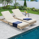 Outdoor Chaise Lounge Chair Set of 2, Patio Wicker Lounge Chairs with Adjustable Backrest