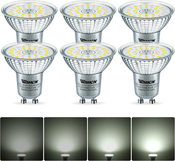 Dimmable GU10 LED Light Bulbs 75W Equivalent, 5000K Daylight White, 6 Pack