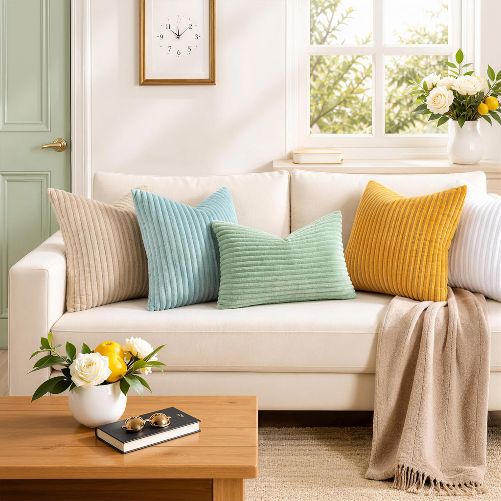 Fall Soft Sage Green Flannel Throw Pillow Covers 20X20 Set of 2
