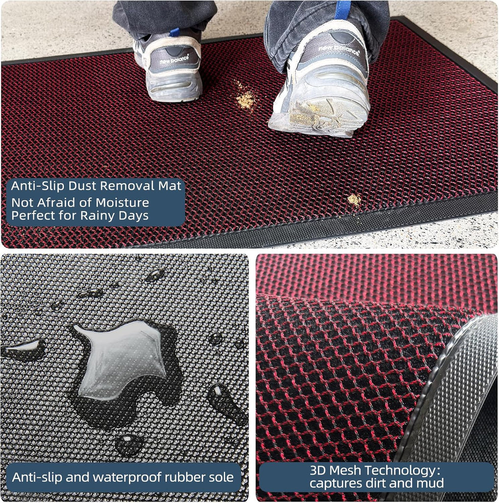 Front Door Mat Outside Entrance,Heavy Duty Rubber Door Mat,Non Slip Dirt Trapper Welcome Mat for Indoor Outdoor
