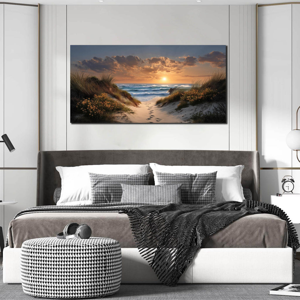 Sunset Canvas Wall Art Brown Picture