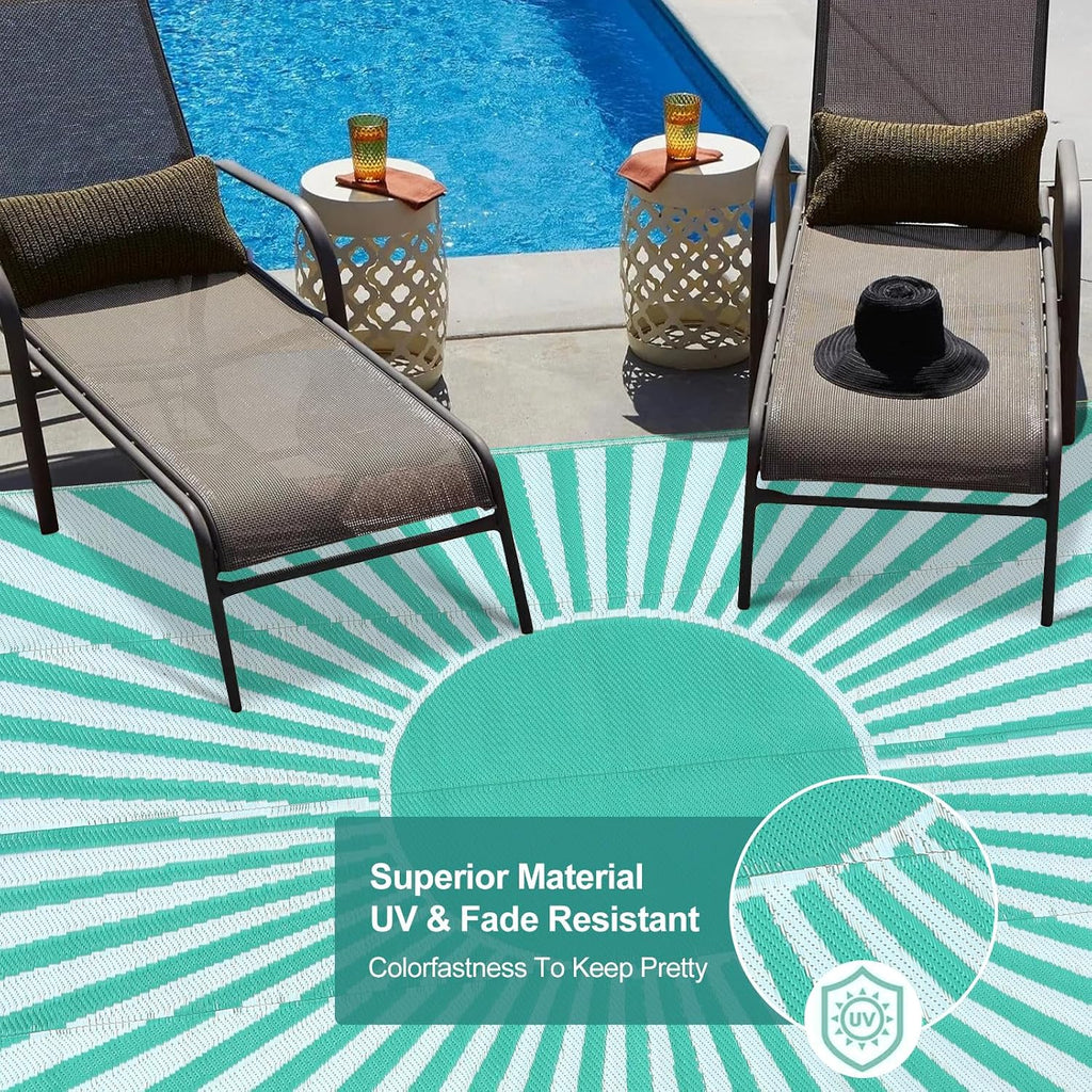 Outdoor Rug Waterproof - Portable Outdoor Camping RV Rug, Reversible Large Plastic Straw Patios Mat, Outside