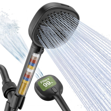 Filtered Shower Head with Handheld, High Pressure 9 Spray Modes