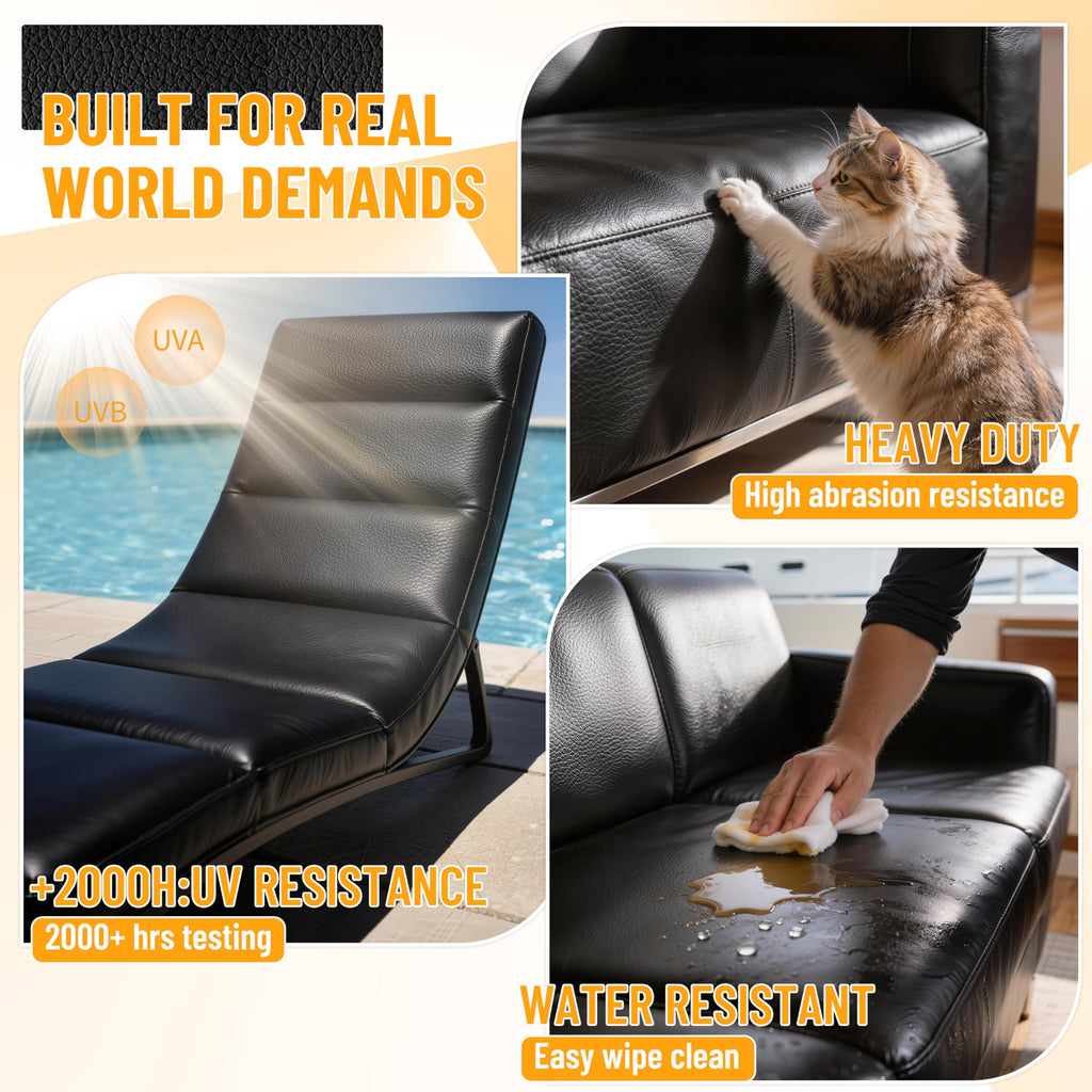 Black : 54"x72" Faux Leather for Boat Seats