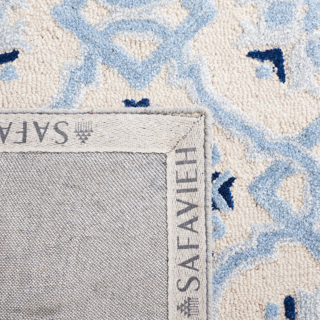 Bella Area Rug - 9' x 12', Ivory & Blue, Handmade Wool & Viscose