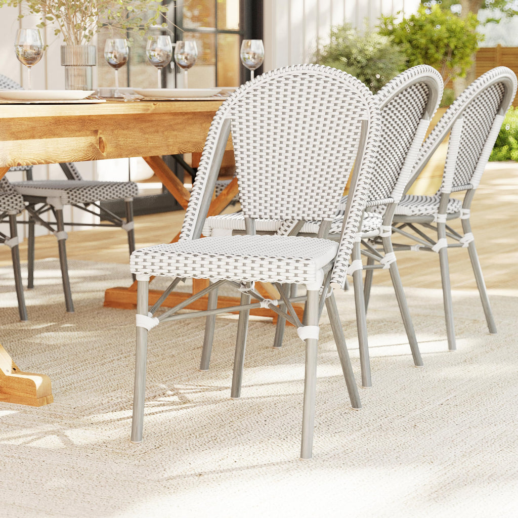 Lily Pond Stackable Bistro Chair, White/Gray