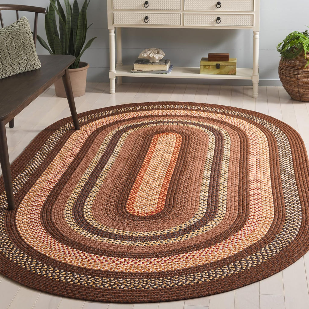 Braided Indoor/Outdoor Oval Rug, Brown & Light Brown BRD313T
