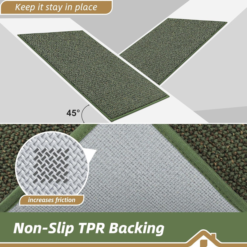 Dirt Trapper Door Mat 24" x 36", Non-Slip Washable Doormats, Green | Entrance Mat Dirt Resistant and Absorbent