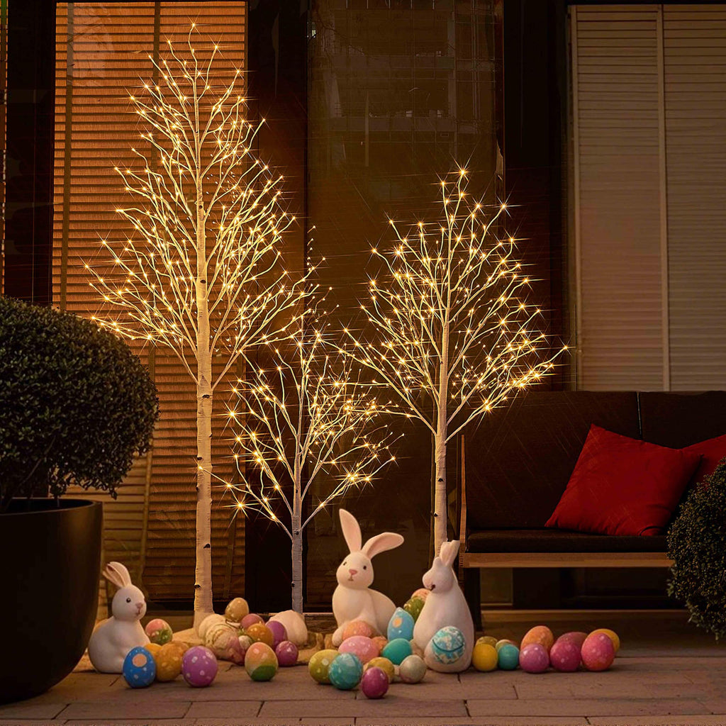 Lighted Birch Tree 8FT 240 Warm White Lights, White Twig Tree with Lights for Wedding Party Christmas Decoration