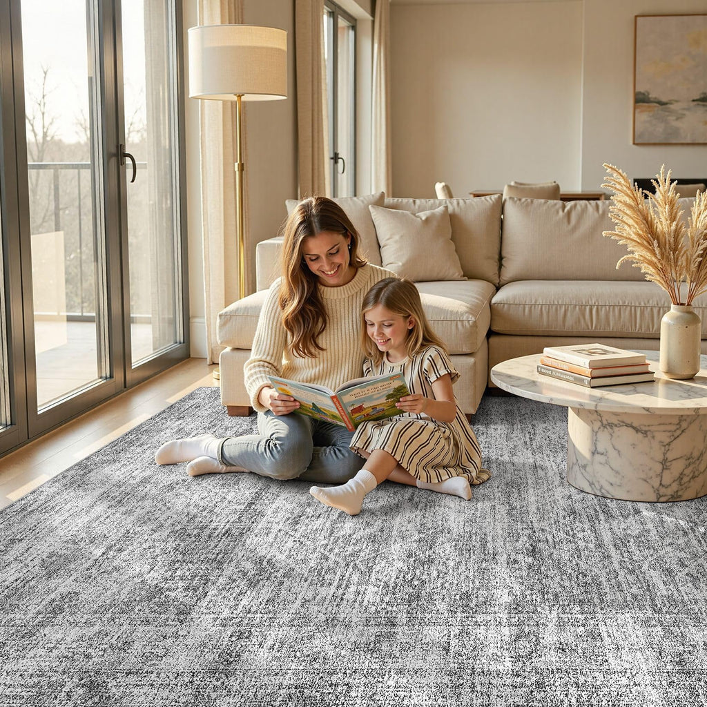 9x12 Area Rugs Abstract Distressed Washable Large Living Room Rug