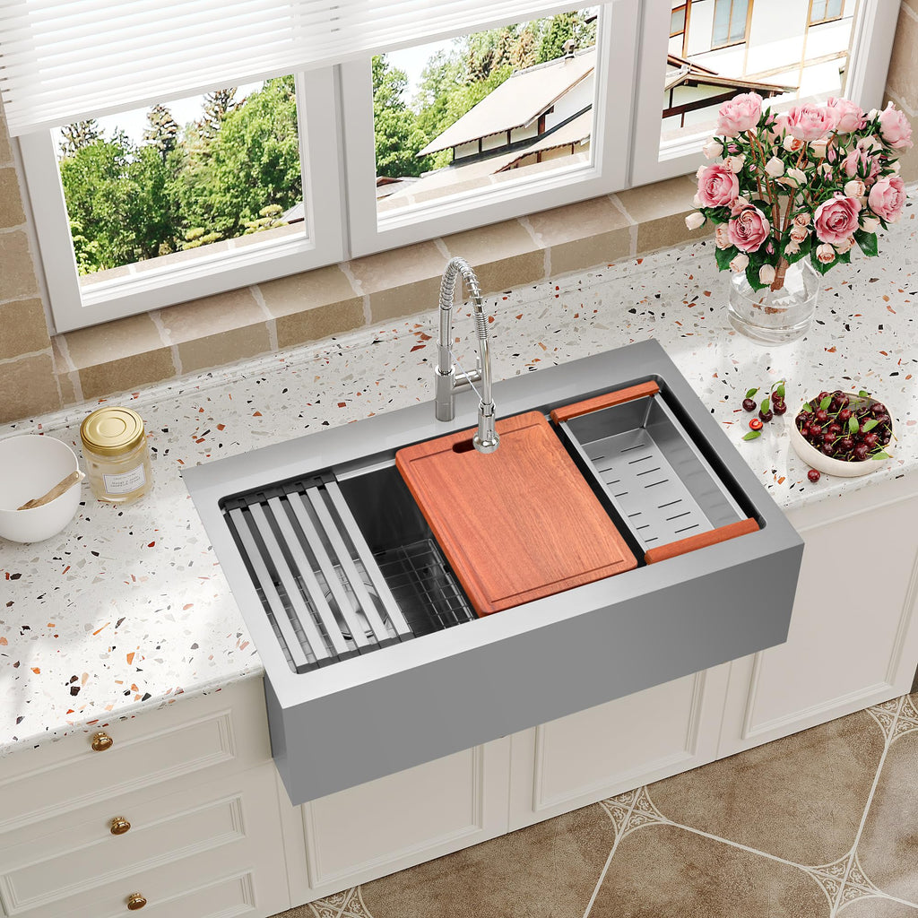33 x 22 Drop In Farmhouse Kitchen Sink 50/50 Double Bowl