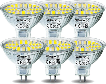 MR16 GU5.3 LED Bulbs 6W Replace 60W Halogen Equivalent 6000K Cool White 485Lm, 12V Low Voltage Non-Dimmable 120°