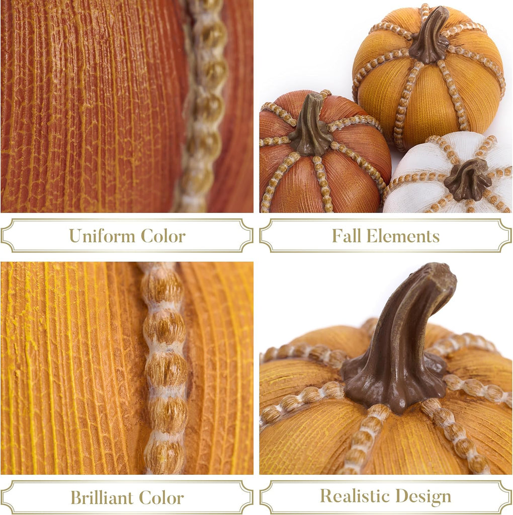 Fall Decorations Resin Fall Pumpkin Decor Indoor, Decorative Pumpkins Table Centerpieces Autumn - Set of 3