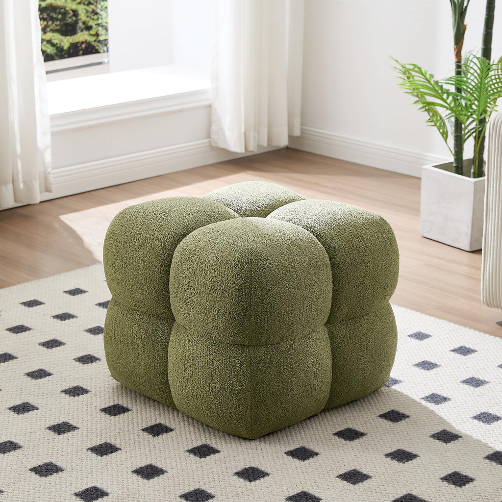 Square Pouf Ottomans Set of 2, Modern Vanity Chair