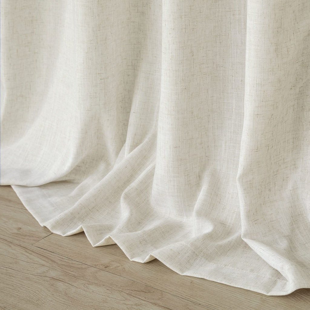 132 Inch Linen Curtains, 11FT High Ceiling Extra Long Rod Pocket Back Tab Natural Farmhouse Semi Sheer Drapes Bedroom