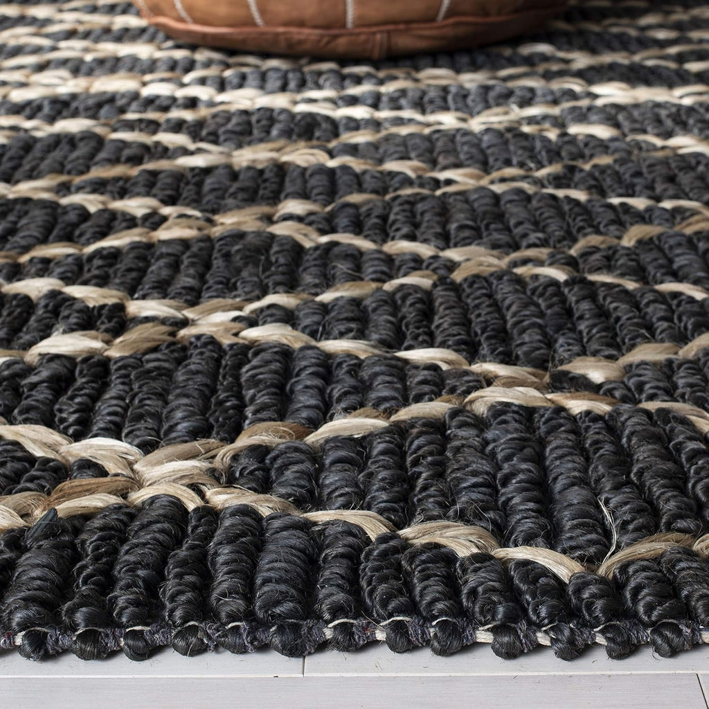 Natural Fiber Collection Runner Rug - 2'6" x 8', Charcoal, Handmade Boho Moroccan Trellis Jute, Ideal for High