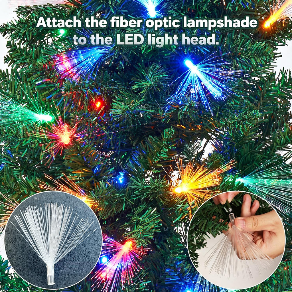 Pre-Lit Pencil Christmas Tree with Fiber Optic, 300LED Lights