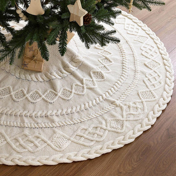 Knit Christmas Tree Skirts, Neutral Tree Skirt, Cozy Christmas Decorations