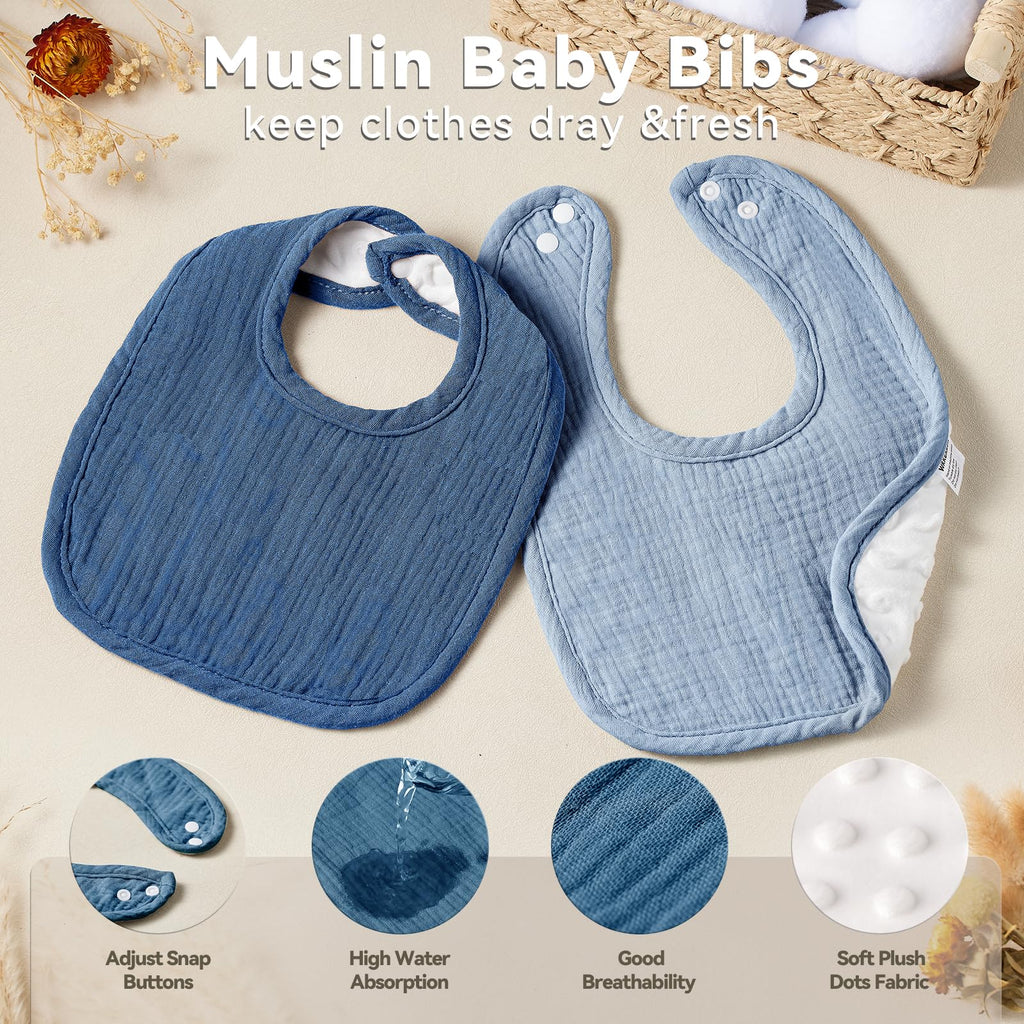 Muslin Cotton Baby Bibs for Unisex Boys Girls, Drooling & Teething & Eating