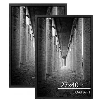 27x40 Poster Frame Black 2 Pack, Poster Frames 27 x 40 inches or 27x40 Picture Frames with HD Plexiglass for