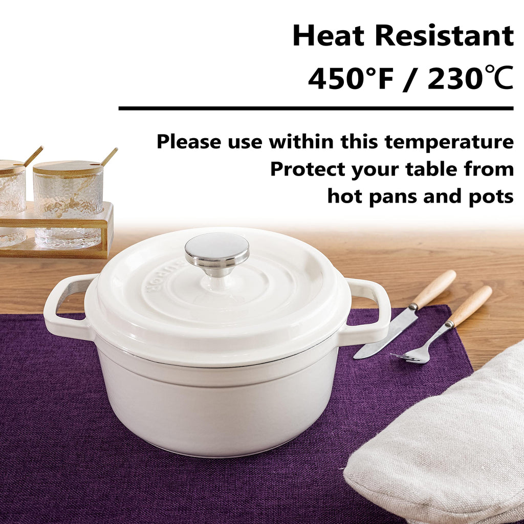 Cloth Placemats Set of 8 Heat Resistant Dining Table Place Mats Table, 13 x 19 inches, Purple