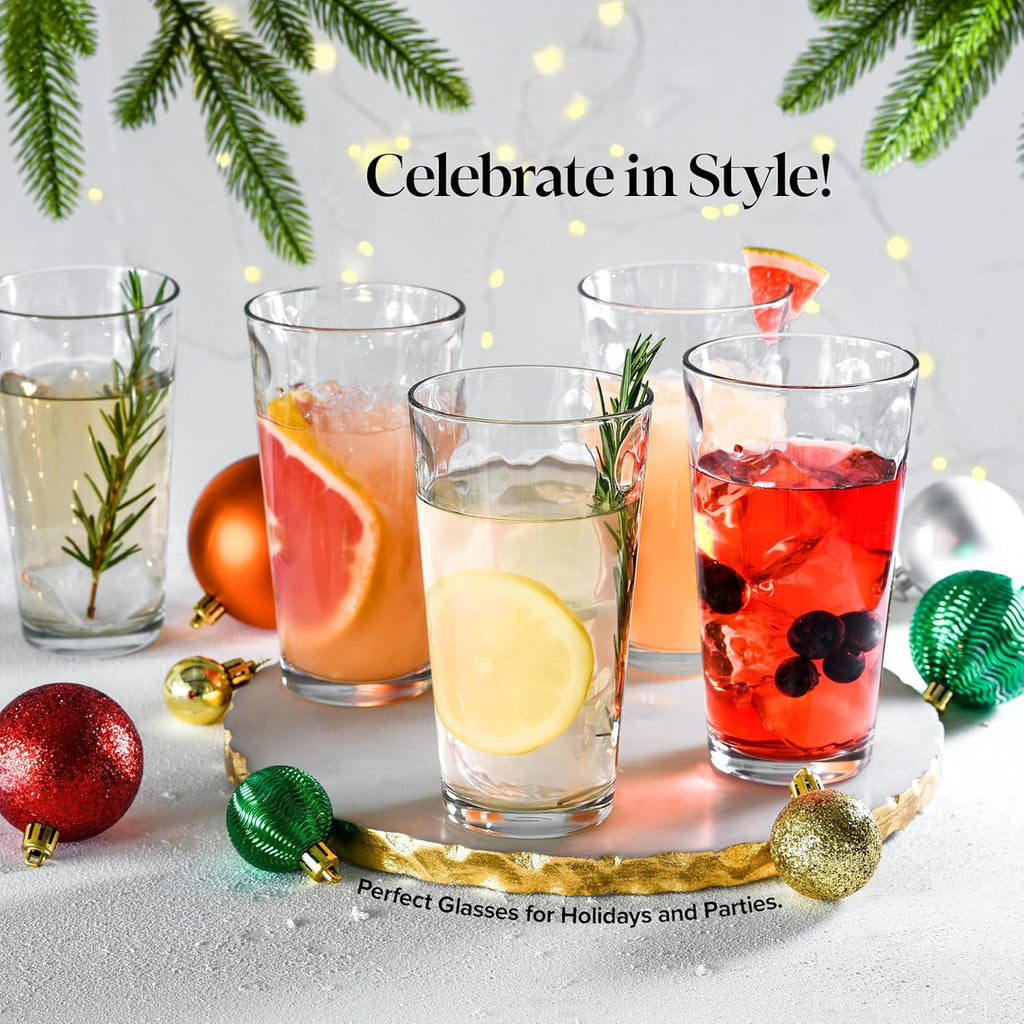 Highball Drinking Glasses Set of 10 Glass Cups by , 17 Oz. Glassware, for Water, Juice, Cocktails, Iced Tea