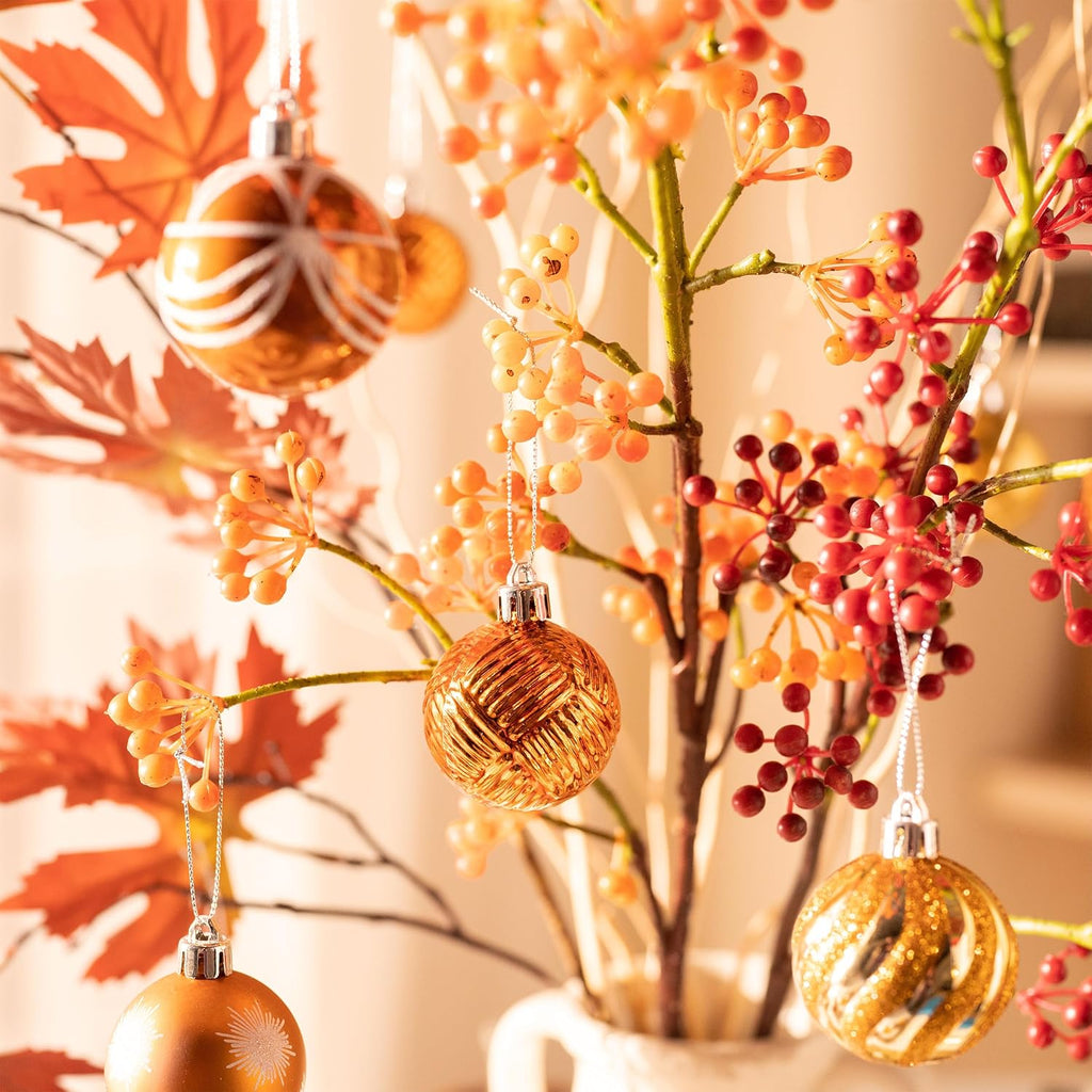 Fall Tree Ornaments Thanksgiving Decorations Home Decor - Set of 28