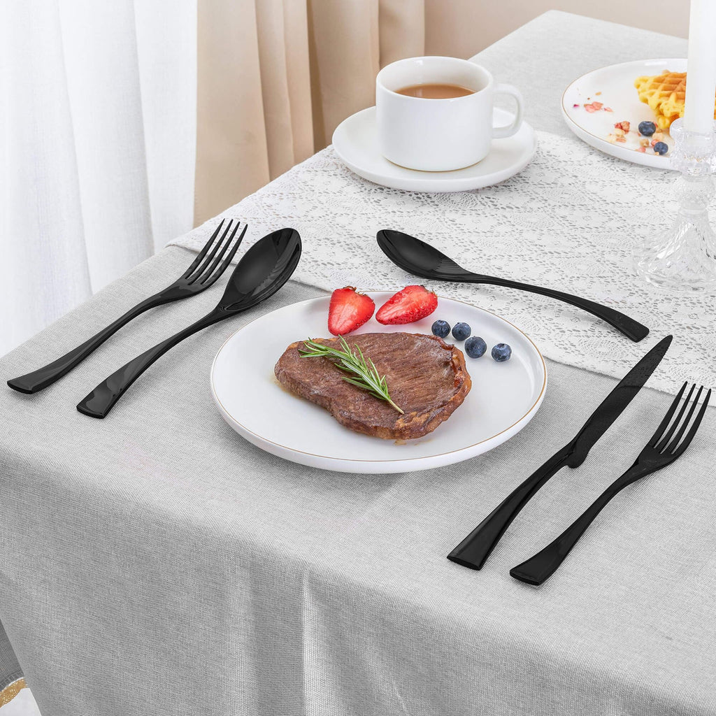 20 Pieces Black Silverware Set Service for 4, Modern 18/10 Stainless Steel Flatware Cutlery Set, Utensil Set Restaurant