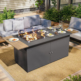 64" Gas Fire Pit Table for Outside Patio, 55,000 BTU Propane Firepit with Expandable Tabletop & Wind Guard - Image 3