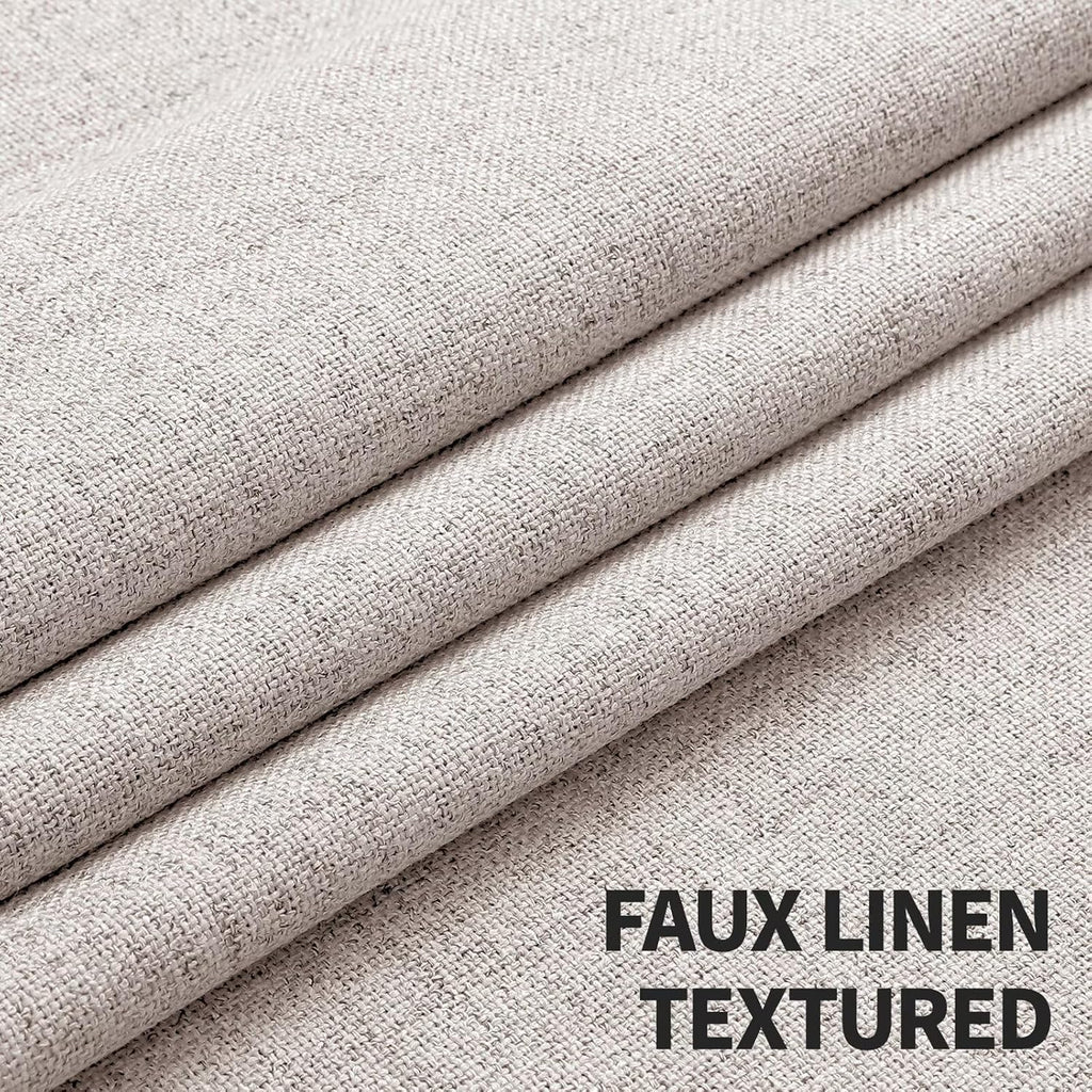 100% Blackout Window Curtains 84 inches Long 2 Panels Set, Faux Linen Look Thermal Insulated Grommet Drapes, Room