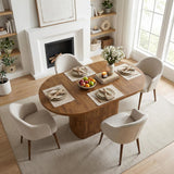47.24" Oval Dining Table for 4, Small Kitchen Table with Pedestal Base, Space Saving Farmhouse Wood Dinner Table for