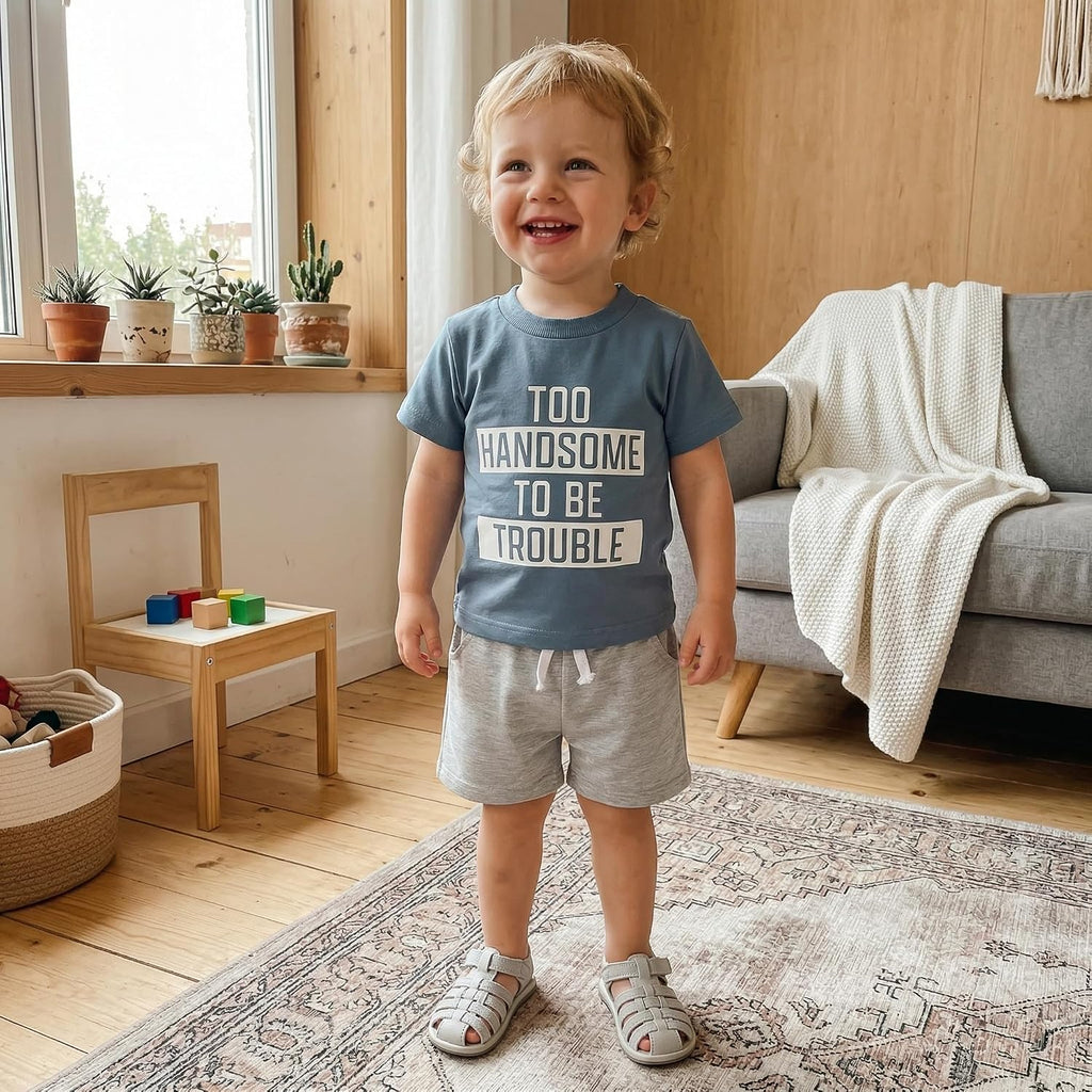 Toddler Baby Boy Summer Clothes Sets Tops Elastic Shorts Outfits