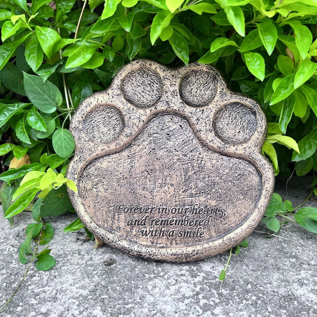 Stepping Stone, Paw of Dog Cat Pet Memorial Stones, Loss of Pet Gift - 7.5" L x 7.5" W x 0.6" D