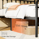 Full Metal Platform Bed Frame/Victorian Style Headboard and Footboard/Steel Slat Support/Easy Assembly/No Box Spring
