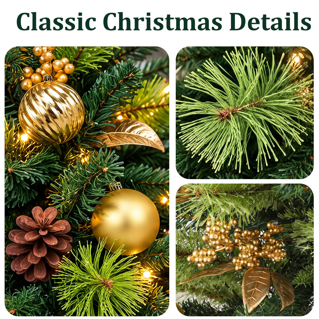 30" Christmas Urn Fillers with Lights for Outdoor Planters, Gold Accents