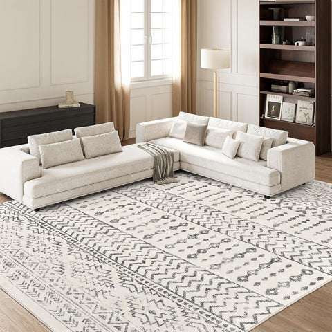 9x12 Area Rug, Super Soft Ultra-Thin Moroccan Washable Rug, Anti-Slip Backing Area Rugs 9x12 Living 