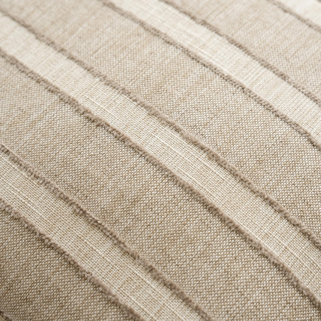 Striped Lumbar Throw Pillow Covers 12x20 Set of 2, Natural Linen
