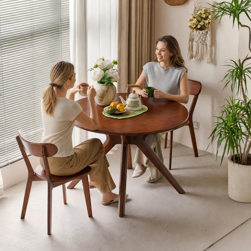 Oak Dining Chairs, Kitchen Chairs, 100% Solid Wood Modern Dinner Chair with Curved Backrest, Dining Room Chair