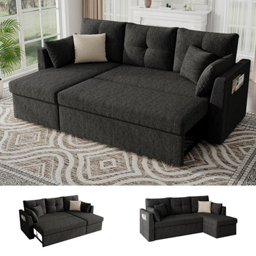 Sleeper Sofa Couch, Sectional Sofa Bed, Black