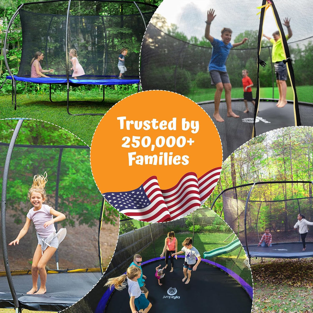 Trampoline with Net for Kids 8FT 10FT 12FT 14FT 15FT 16FT | ASTM-compliant trampoline with enclosure, non-slip