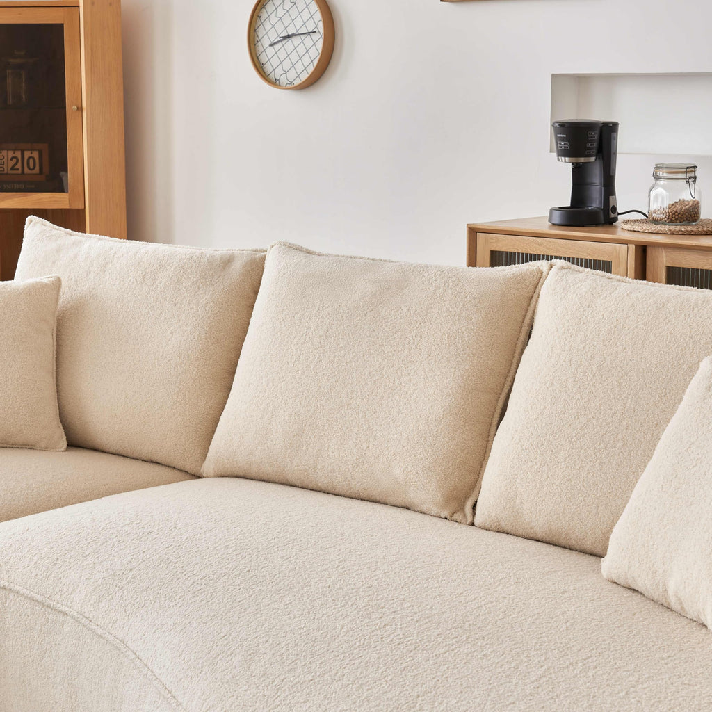 122.8" Curved Sofa, Modern Curved Couch Living Room Modular Sectional Sofa, Mid Century Upholstered Couch Sherpa
