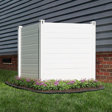 4ft H x 4ft W (2 Panels) No Dig Premium White Vinyl Privacy Screen, Outdoor Privacy Panels, Use As Air