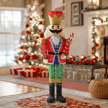 5 FT Lighted Nutcracker Outdoor Christmas Decorations, Christmas Decoration Outside with 100 Lights, Holiday Outdoor