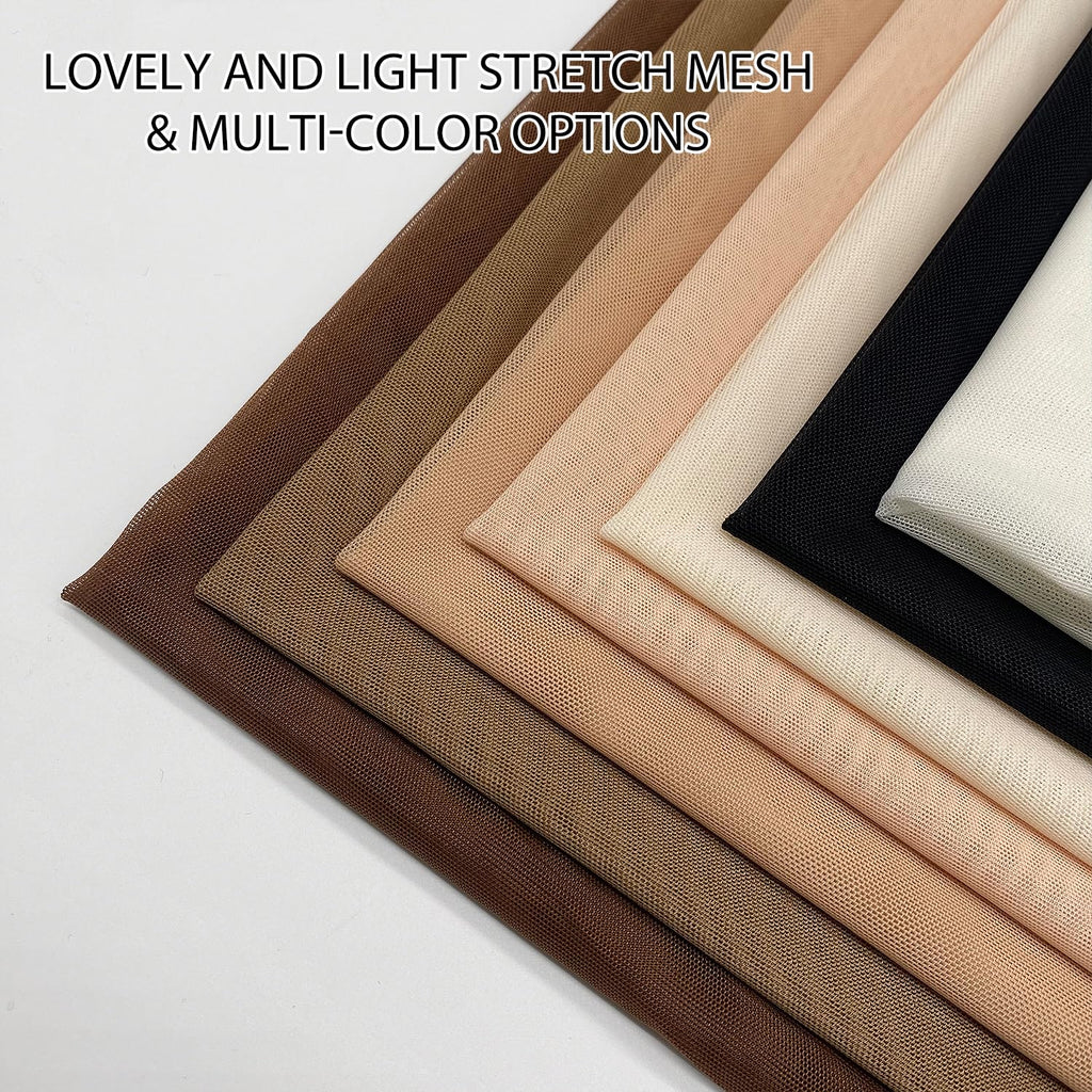 4-Way Stretch Mesh Fabric 60" by 5 Yards Lightweight Sheer Mesh (Nude)
