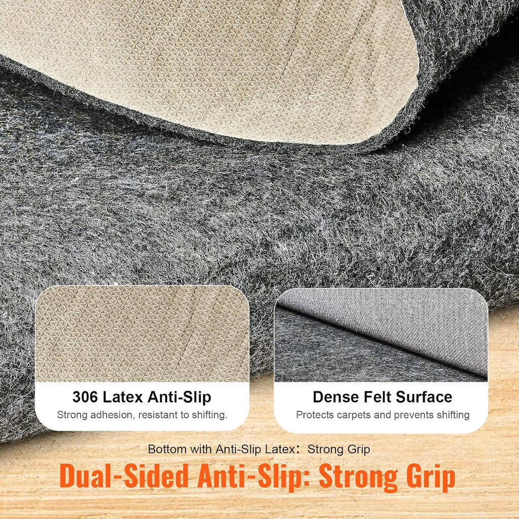 2' x 8' Non-Slip Rug Pad Gripper - 1/4" Thick Polyester Felt & Latex Backing Padding Cushion for Area Carpet Runner