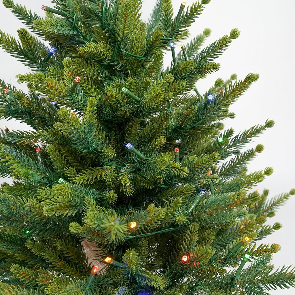 Prelighted Mini Christmas Tree 2 Ft with 70 LED Warm & Multi-Color Light, Artificial Small Xmas Tree 24 inch Tabletop