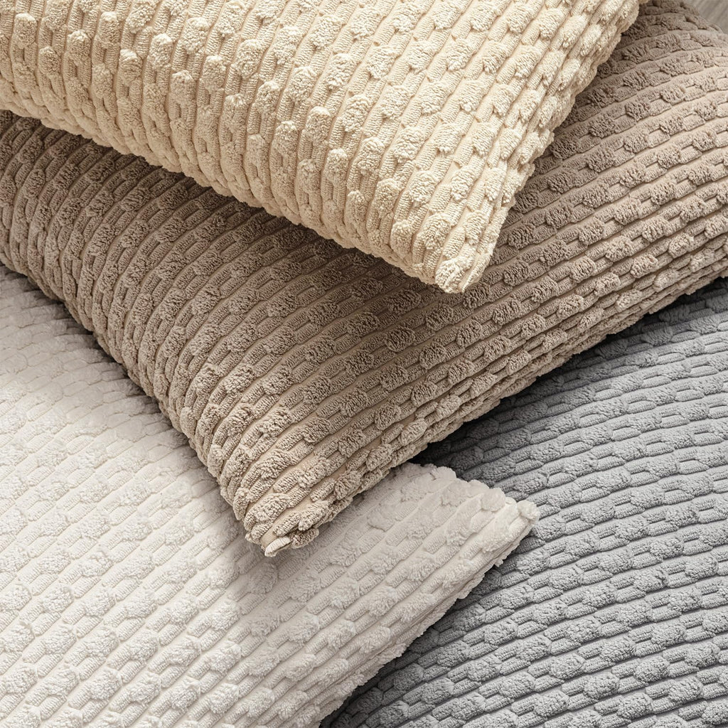 Euro Sham Decorative Throw Pillow Covers 24x24 Light Grey Corduroy