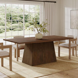Coadz 82 inch Wooden Dining Table, Modern Rectangular Kitchen Dinner Table for 6-8 People, Pedestal Wooden Dining