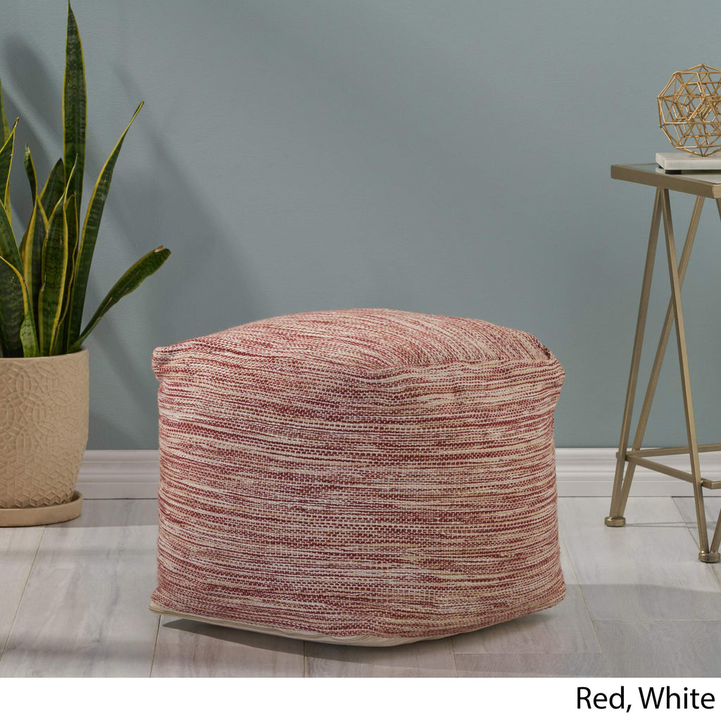 Noble House Deja Boho Yarn Pouf in Red and White