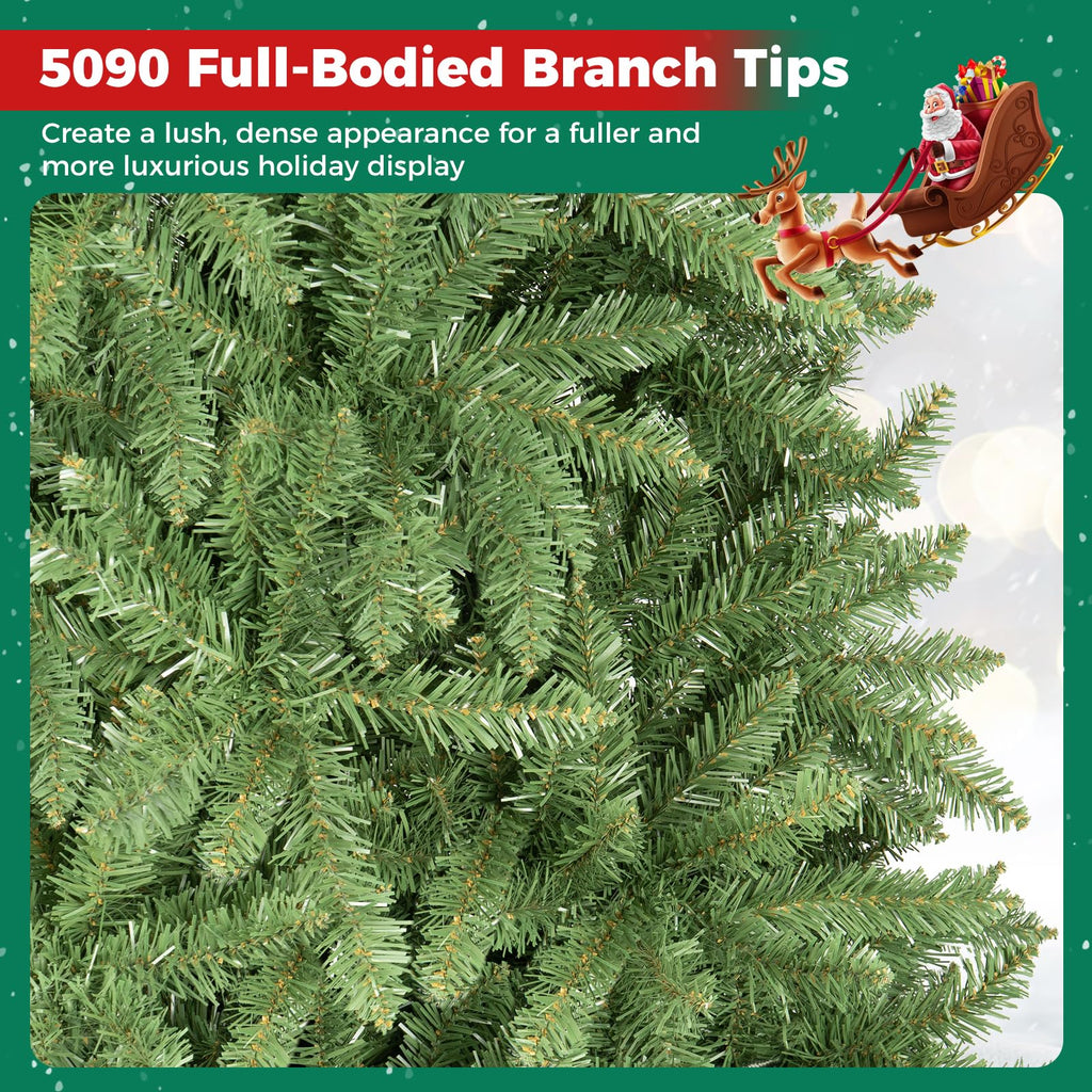 10 FT Artificial Christmas Tree, Hinged Unlit Xmas Tree